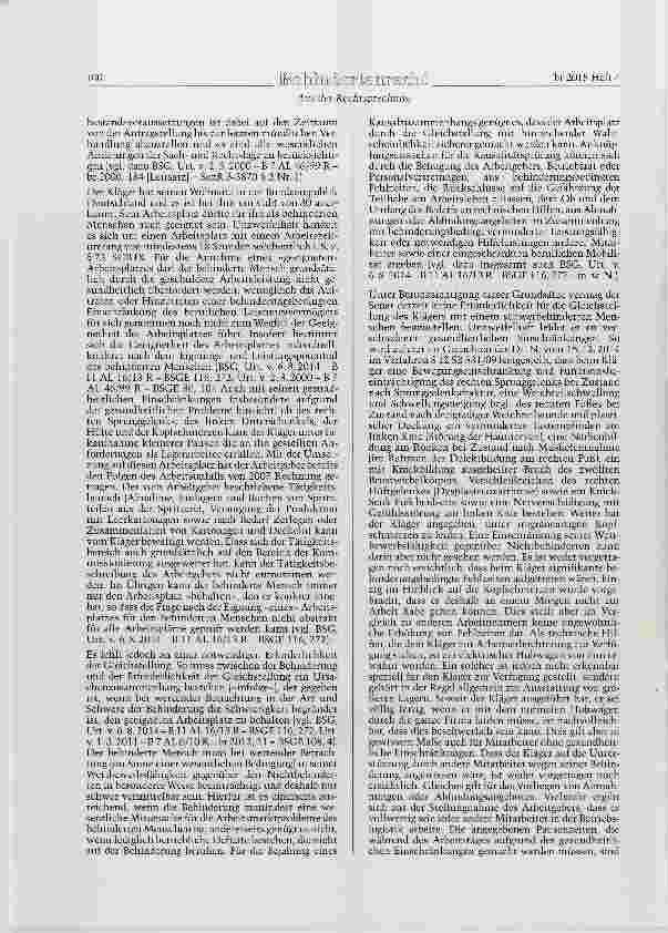 Vorschauseite 3: SGB IX § 2 Keine Gleichstellung mit einem schwerbehinderten Menschen bei fehlender Gefährdung des Arbeitsplatzes