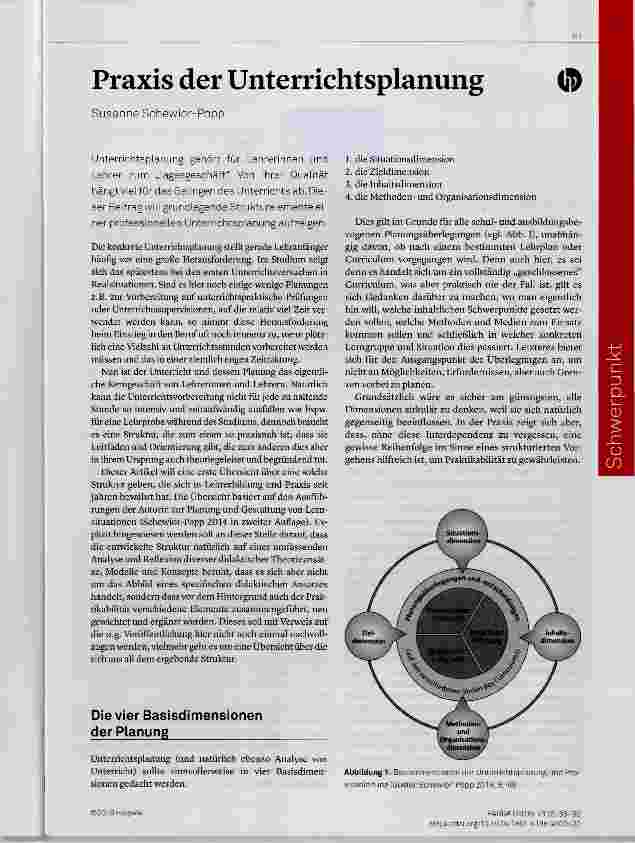 Vorschauseite 1: Praxis der Unterrichtsplanung