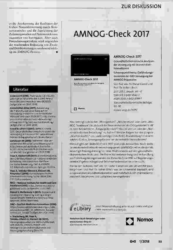 Vorschauseite 4: Der „AMNOG-Check 2017“ Alter Wein in neuen Schläuchen