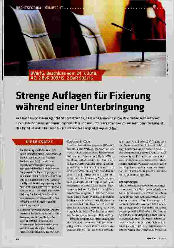 Vorschauseite 1: Strenge Auflagen für Fixierung während einer Unterbringung