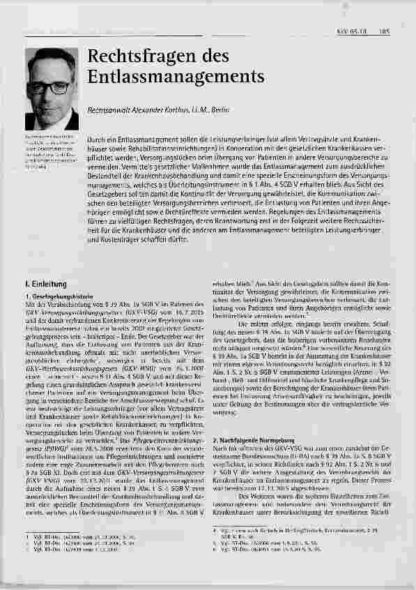 Vorschauseite 1: Rechtsfragen des Entlassmanagements