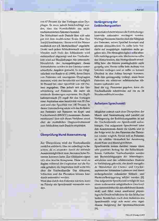 Vorschauseite 2: Parameterbasierte Entwöhnung von einer Trachealkanüle. Die Mainzer Methode