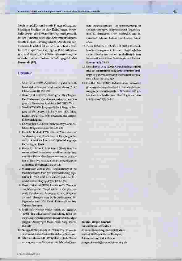 Vorschauseite 5: Parameterbasierte Entwöhnung von einer Trachealkanüle. Die Mainzer Methode