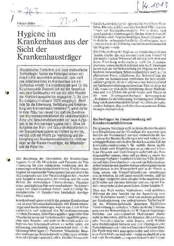 Vorschauseite 1: Hygiene im Krankenhaus aus Sicht der Krankenhausträger