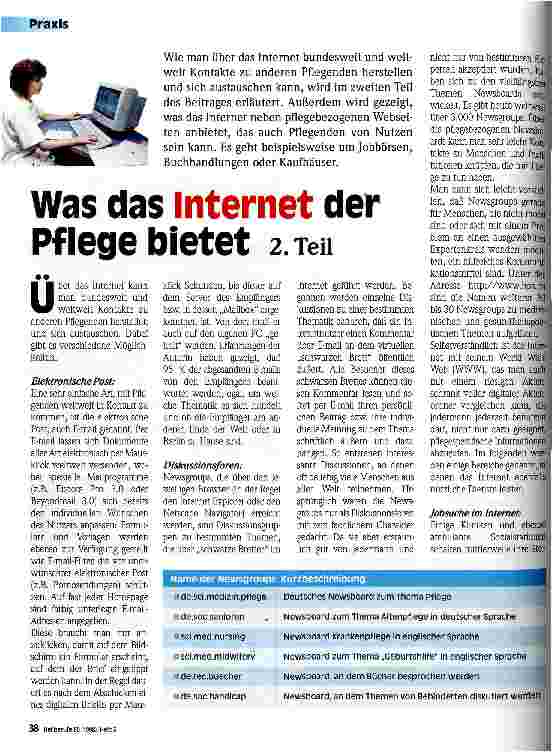 Vorschauseite 1: Was das Internet der Pflege bietet 2. Teil