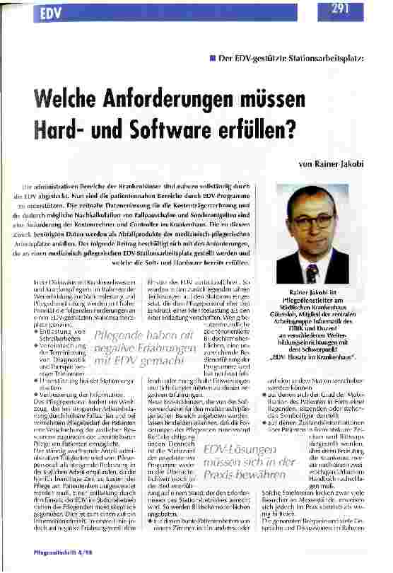 Vorschauseite 1: Weche Anforderungen müssen Hardund Software erfüllen? Der EDV-gestützte Stationsarbeitsplatz