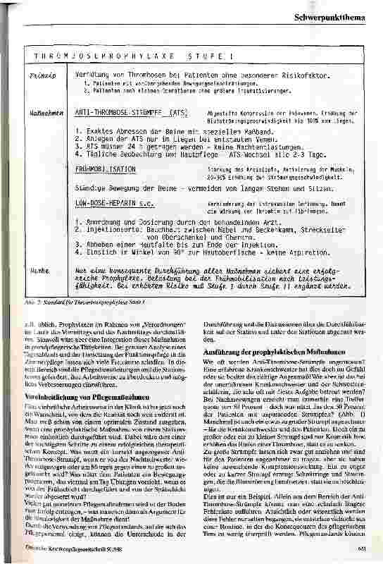 Vorschauseite 3: Thromboseprophylaxe - eine Routinemaßnahme in der Klinik? Versuch einer Problemlösung mittels Pflegestandards