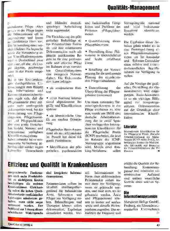 Vorschauseite 3: Informatikunterstützung für die Pflege Voraussetzungen, Anforderungen, Standards