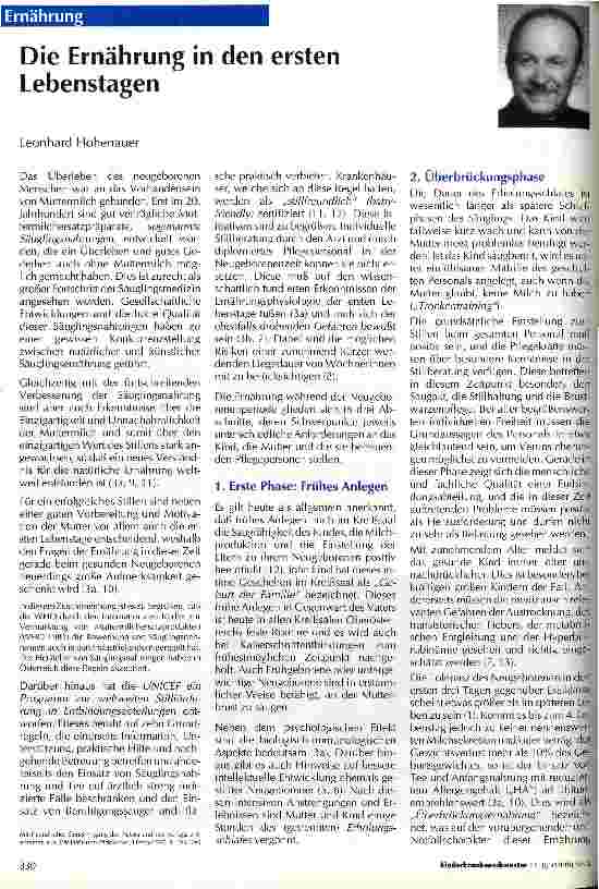 Vorschauseite 1: Die Ernährung in den ersten Lebenstagen