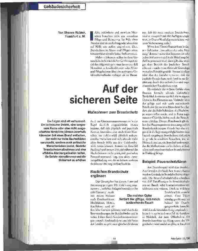 Vorschauseite 1: Auf der sicheren Seite Maßnahmen zum Brandschutz