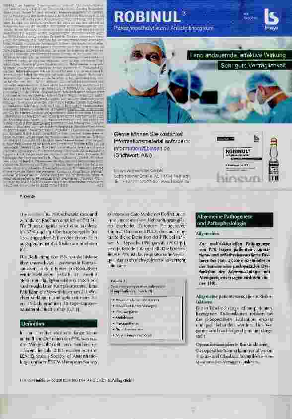 Vorschauseite 2: Perioperative Versorgung des pulmonalen Risikopatienten