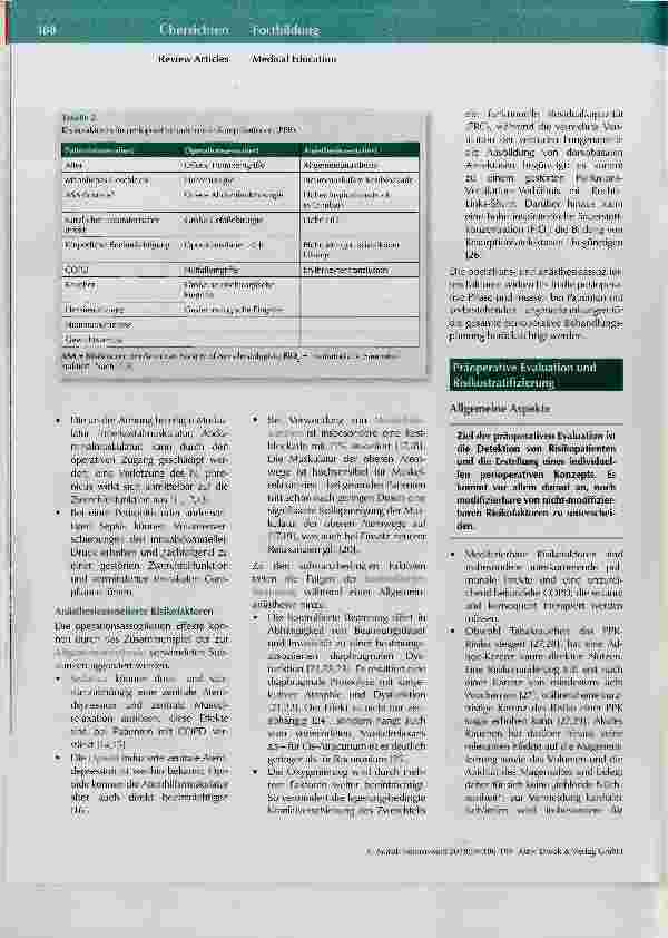 Vorschauseite 3: Perioperative Versorgung des pulmonalen Risikopatienten