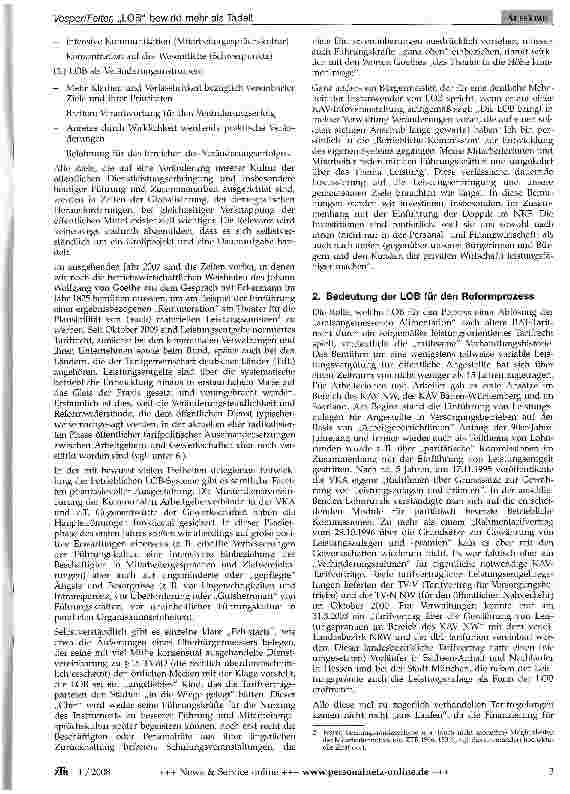 Vorschauseite 2: „LOB bewirkt mehr als Tadel! - Leistungsorientierte Bezahlung nach einem Jahr TVöD