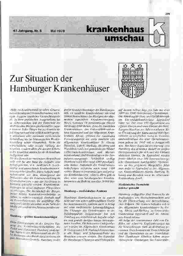 Vorschauseite 1: Zur Situation der Hamburger Krankenhäuser