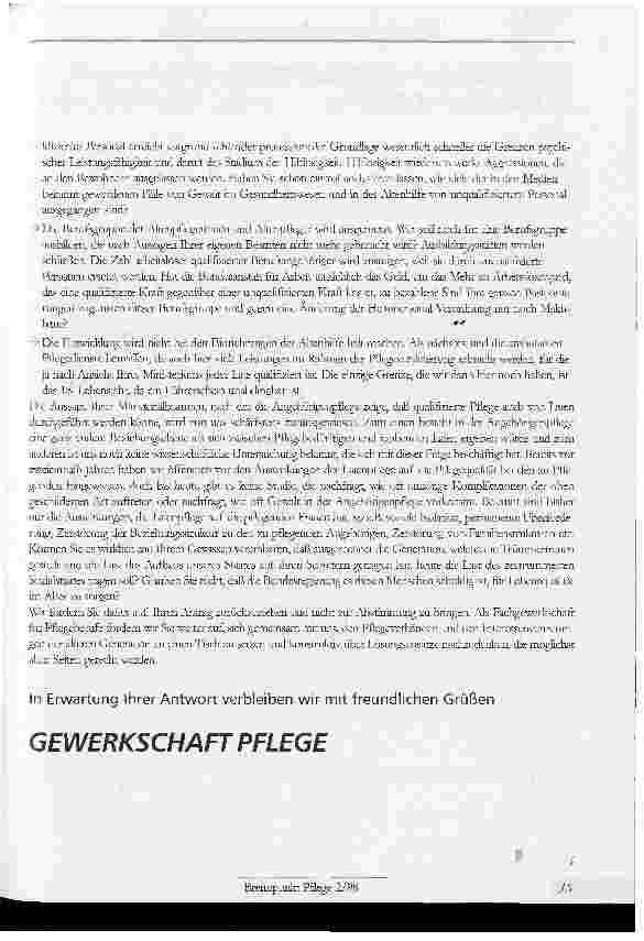 Vorschauseite 2: Offener Brief zur Heimpersonal-Verordnung