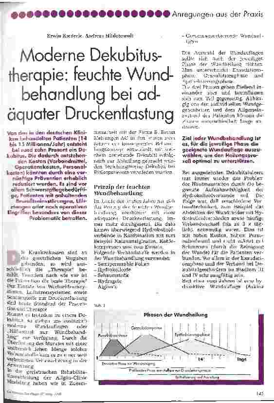 Vorschauseite 1: Moderne Dekubitustherapie: feuchte Wundbehandlung bei adäquater Druckentlastung