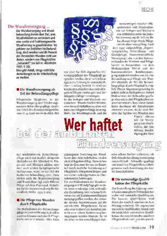 Vorschauseite 1: Wer haftet bei der ambulanten Wundversorgung