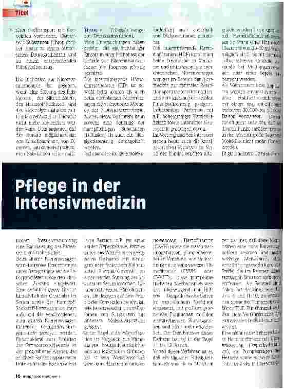 Vorschauseite 3: Pflege in der Intensivmedizin Dialyseverfahren in der Intensivmedizin