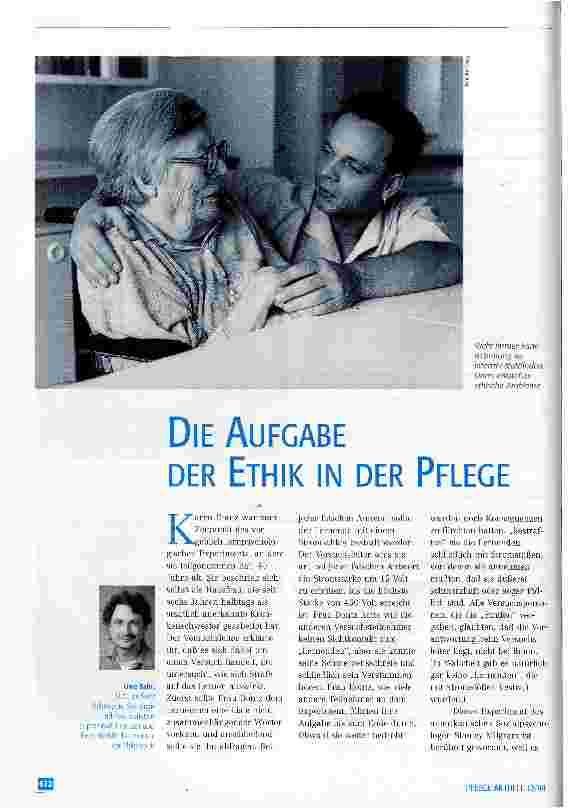 Vorschauseite 1: Die Aufgabe der Ethik in der Pflege