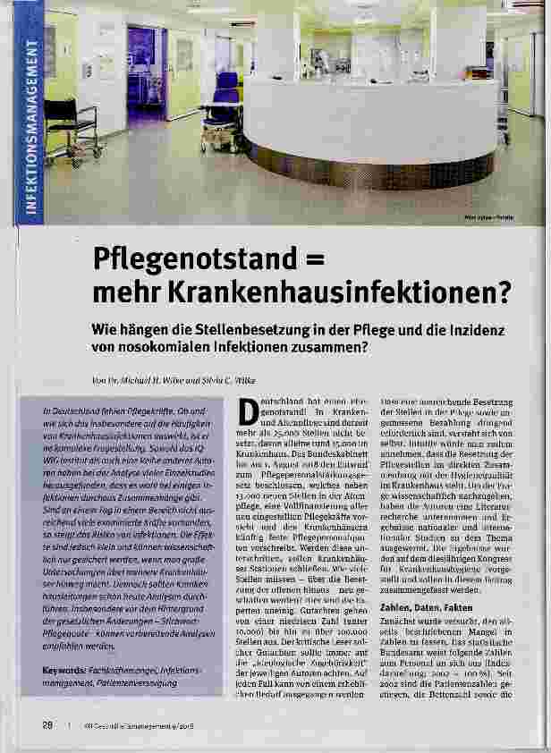Vorschauseite 1: Pflegenotstand = mehr Krankenhausinfektionen?