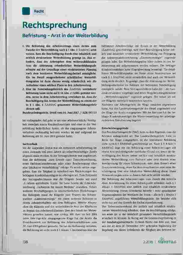 Vorschauseite 1: Befristung Arzt in der Weiterbildung