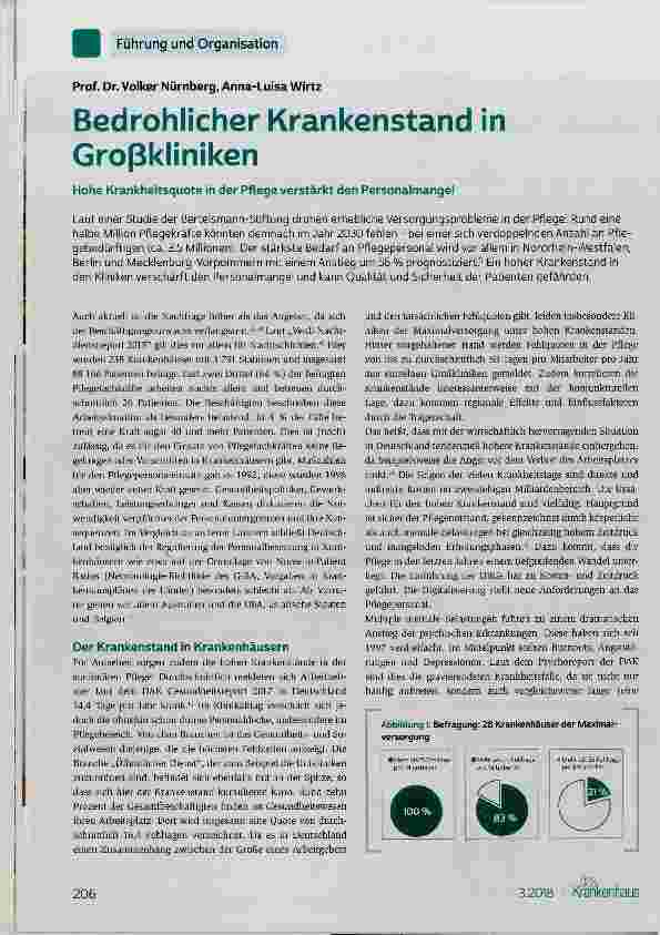 Vorschauseite 1: Bedrohlicher Krankenstand in Großkliniken