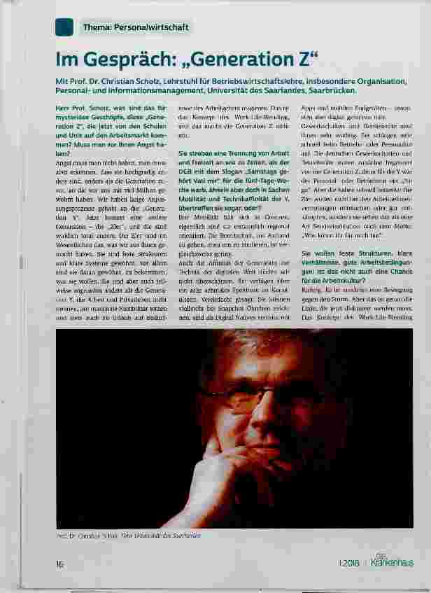 Vorschauseite 1: Im Gespräch: „Generation Z