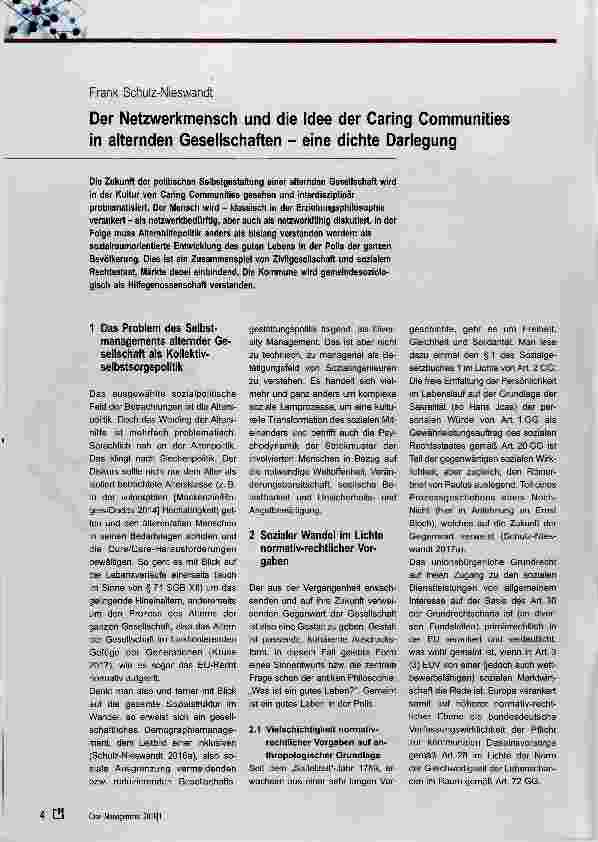 Vorschauseite 1: Der Netzwerkmensch und die Idee der Caring Communities in alternden Gesellschaften eine dichte Darlegung