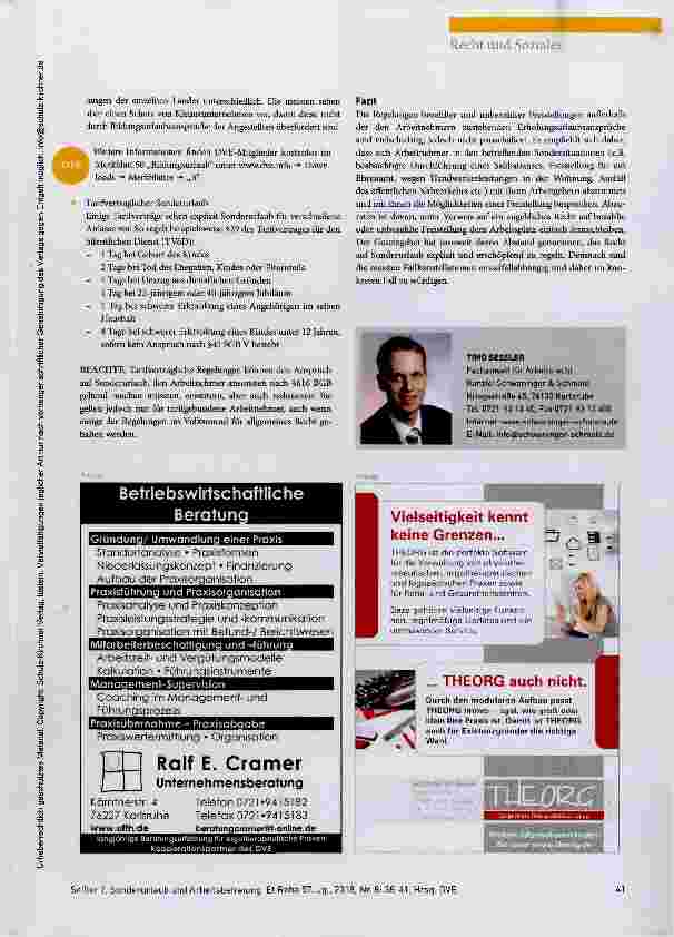 Vorschauseite 4: Sonderurlaub und Arbeitsbefreiung