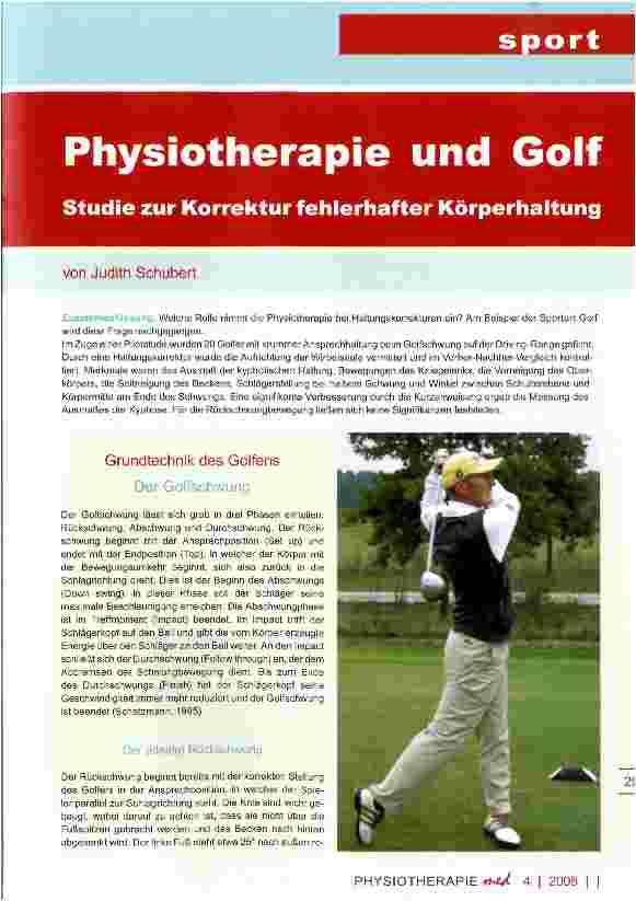 Vorschauseite 1: Physiotherapie und GolfStudie zur Korrektur fehlerhafter Körperhaltung