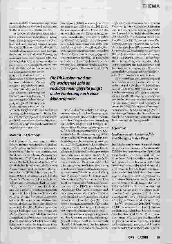 Vorschauseite 2: Genderaspekte in Studium, Weiterbildung und vertragsärztlicher Versorgung