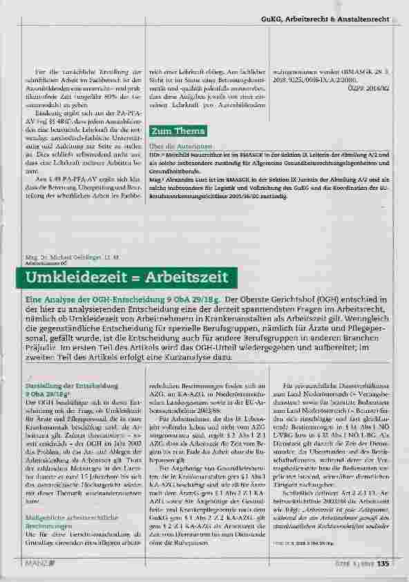Vorschauseite 1: Umkleidezeit = Arbeitszeit