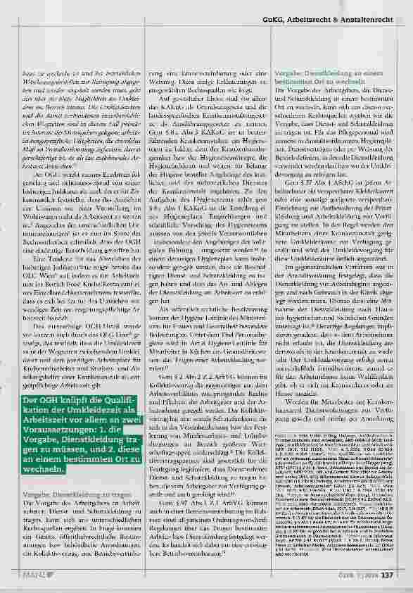 Vorschauseite 3: Umkleidezeit = Arbeitszeit