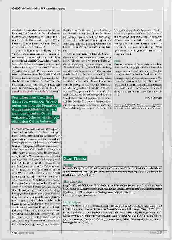 Vorschauseite 4: Umkleidezeit = Arbeitszeit