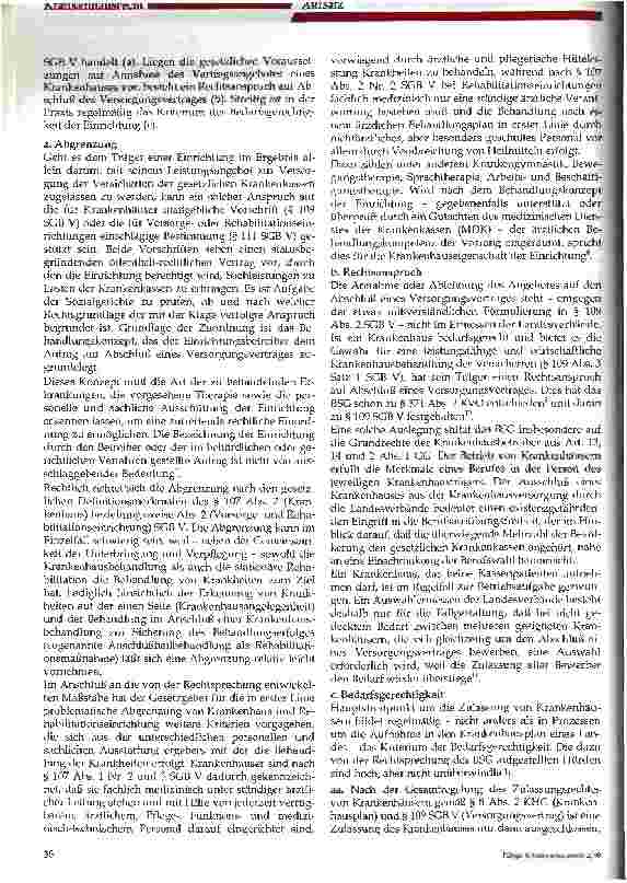 Vorschauseite 2: Rechtsfragen beim Abschluß von Versorgungsverträgen mit Krankenhäusern und Vorsorgeund Rehabilitationseinrichtungen