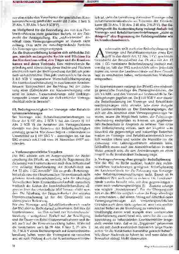 Vorschauseite 4: Rechtsfragen beim Abschluß von Versorgungsverträgen mit Krankenhäusern und Vorsorgeund Rehabilitationseinrichtungen