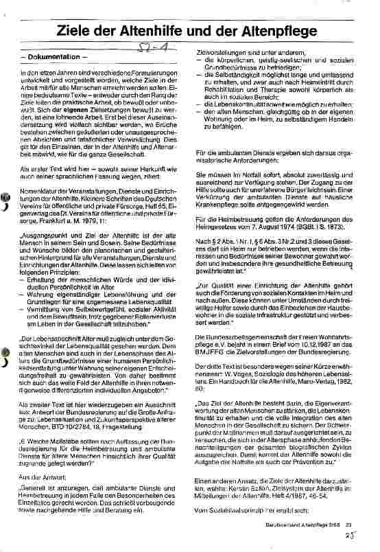 Vorschauseite 1: Ziele der Altenhilfe und der Altenpflege