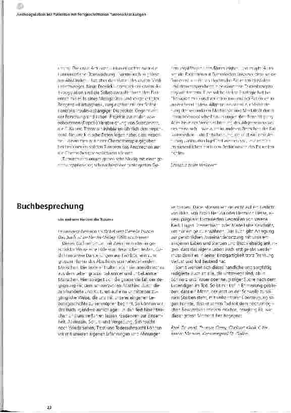 Vorschauseite 4: Antikoagulation bei Patienten mit fortgeschrittenen Tumorerkrankungen