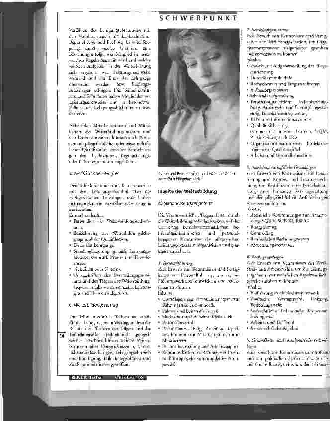 Vorschauseite 2: Fachliche Kompetenz vermitteln Rahmenkonzept für die Weiterbildung zur Verantwortlichen Pflegefachkraft