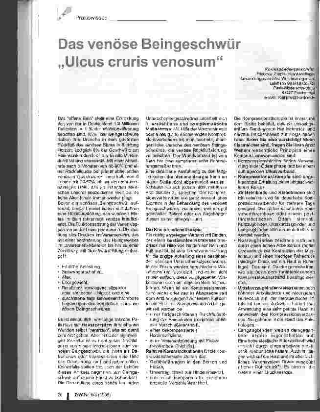 Vorschauseite 1: Das venöse Beingeschwür Ulcus cruris venosum