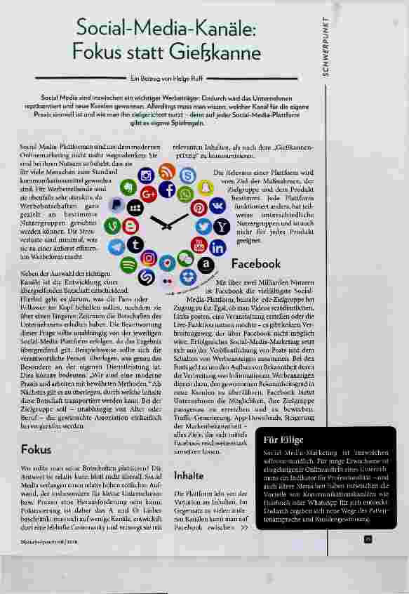 Vorschauseite 1: Social-Media-Kanäle: Fokus statt Gießkanne