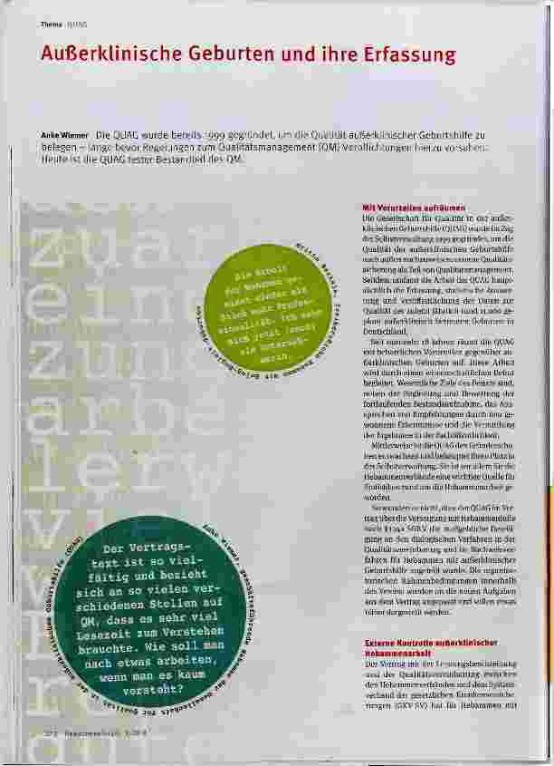 Vorschauseite 1: Außerklinische Geburten und ihre Erfassung