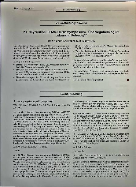 Vorschauseite 1: Rechtsprechung 1 Auslegung des Begriffs „Lagerung"