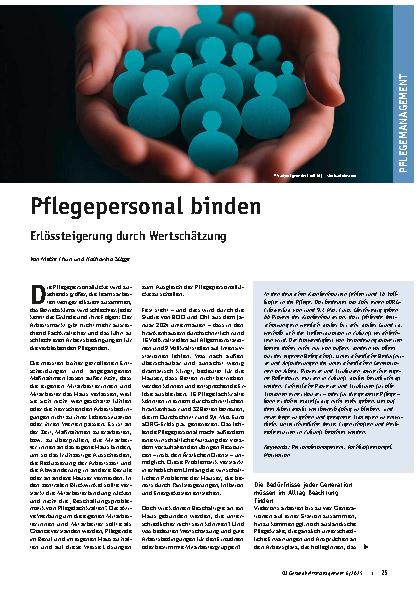 Vorschauseite 1: Pflegepersonal binden Erlössteigerung durch Wertschätzung