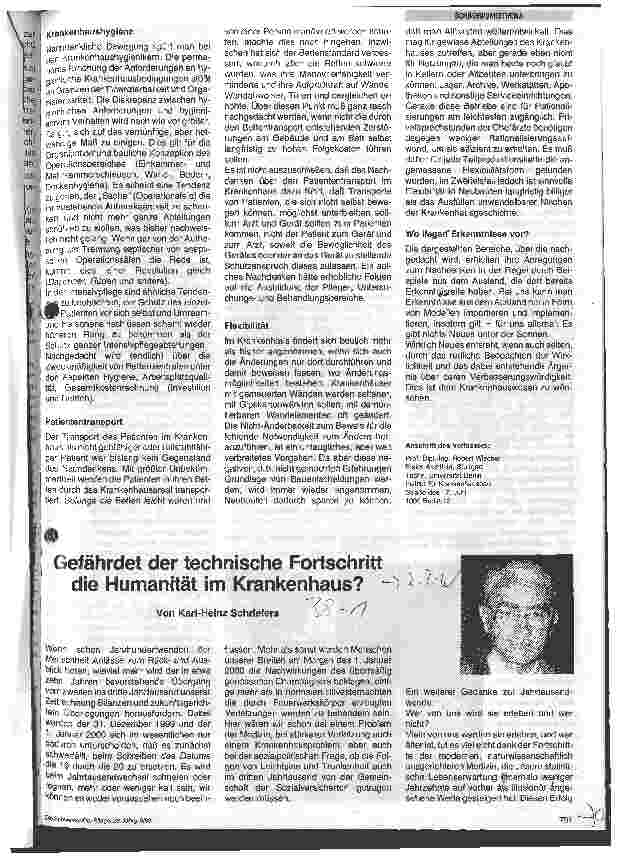Vorschauseite 3: Auf dem Weg zum Krankenhaus 2000 Trends im Krankenhausbau - Realisierung der Erkenntnisse von 1988?