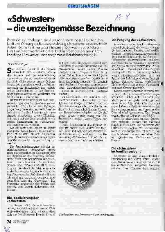 Vorschauseite 1: Schwester - die unzeitgemässe Bezeichnung