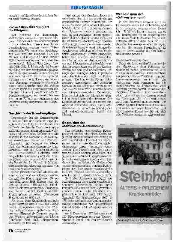 Vorschauseite 3: Schwester - die unzeitgemässe Bezeichnung
