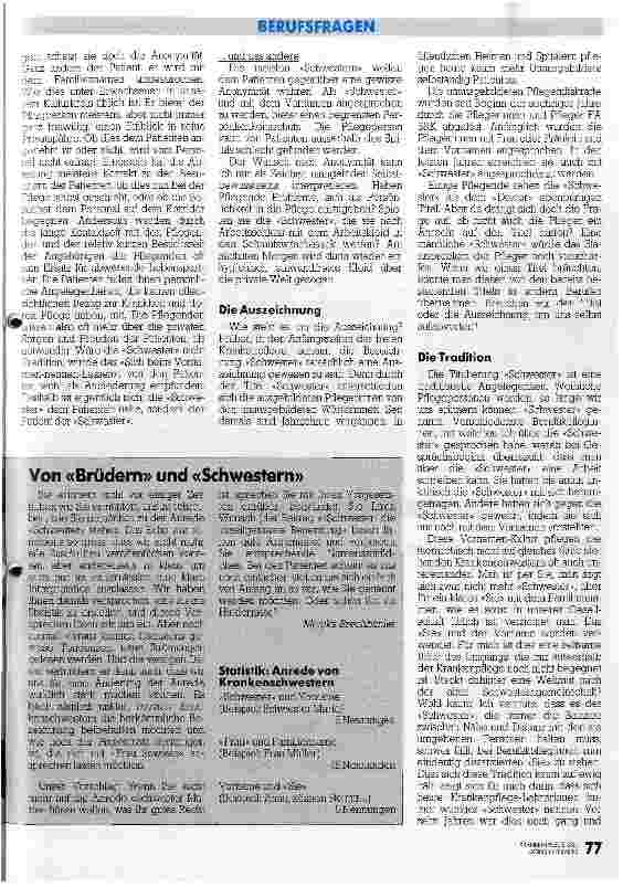 Vorschauseite 4: Schwester - die unzeitgemässe Bezeichnung