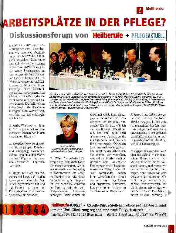 Vorschauseite 2: Wie sichern bzw. schaffen wir Arbeitsplätze in der Pflege? Diskussionsforum von Heilberufe + Pflege aktuell