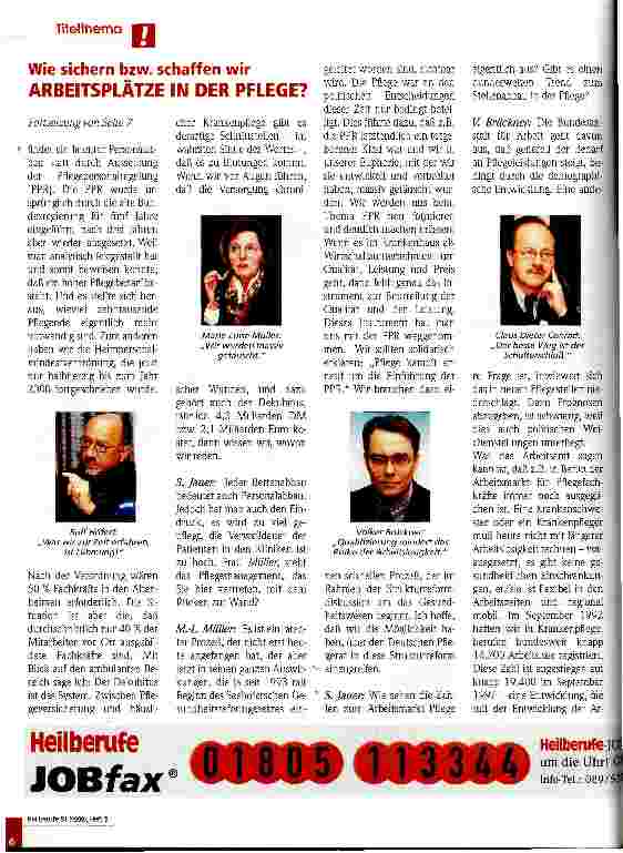 Vorschauseite 3: Wie sichern bzw. schaffen wir Arbeitsplätze in der Pflege? Diskussionsforum von Heilberufe + Pflege aktuell